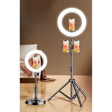 조명 삼각대 스탠드 스마트폰 거치 겸용 브이로그, 1개, 6.(26cm)듀얼카메라 탁상형+블루투스리모콘