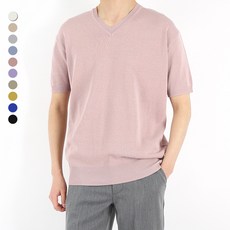 남자브이넥반팔니트