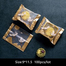 100 개/몫 두 비행 크레인 황금 구름 중국 요소 Mooncake 쿠키 포장 가방 전통 축제 사탕 선물 포장