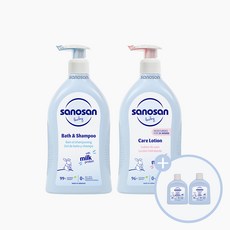 사노산 베이비 바스앤샴푸 500ml + 케어로션 500ml 행복쇼핑 신생아 아기 유아 헤어 바디워시