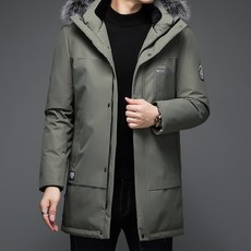 패딩 남 추동 캐주얼 중롱후드폭스넥90화이트오리털점퍼P320