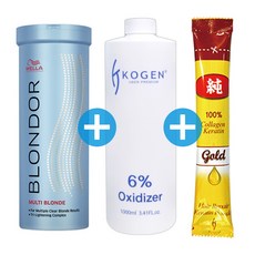 웰라 탈색약 400g+코겐 산화제 6% 1000ml+코겐순콜라겐, 1개