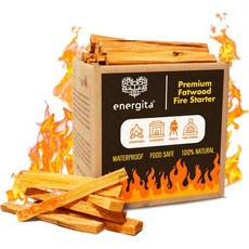 ENERGITA 파이어 스틸 프리미엄 팻우드 스타터 스틱 캠핑 피트 그릴 모닥불 등을 위한 125개의 킨들링 100 목재 1조각으로 불을 피우다 방수 식품 안전10파운드 Q16, 10lbs, 1개