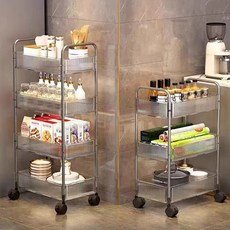 리빙원 투명 트롤리 아크릴 이동식 트롤리 다용도 고스트 트롤리 미드센추리 수납대 트롤리 이동식선반, 투명 트롤리 3단