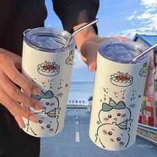 미니어처 랜덤박스 가챠 파우치 먼작귀 인형 귀여운 미니소 치카와 물컵 하치웨어 우사기 애니메이션 스테인레스 스틸 단열 컵 사무실 빨대, [31] 31