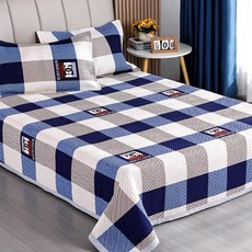사계절 부드럽고 편하게 사용가능한 밀리지않는 양면 침대&다다미 패드/시트, 네모 체크