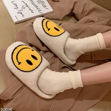 슬리퍼 여성 뽀글이 스마일 따뜻한 실내화+미니파우치
