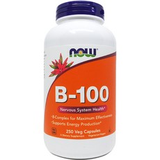 Now Foods 나우 푸드 비타민 B-100 티아민 리보플라민 250 야채캡슐, 1개, 250개