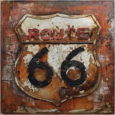엠파이어 아트 다이렉트 "루트 66" 혼합 미디어 핸드 페인팅 철벽 조각 프리모, Route 66, 1개