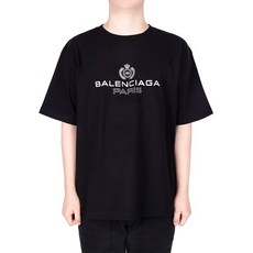 BALENCIAGA [명품]발렌시아가 블랙 로고 티셔츠 594579 TGV60 1000 01