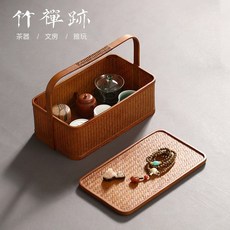 핸드메이드 대나무 라탄 피크닉 찬합 도시락 바구니