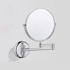 욕실 양면 메이크업 라운드 면도 LED 회전 골드 거울 1X3X 브러시드 벽걸이, chrome