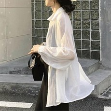 여름 시스루 쉬폰 오버핏 셔츠 남방 오버셔츠 20대