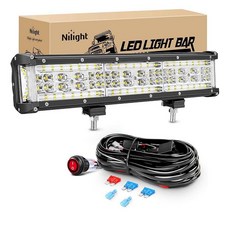 Nilight - ZH007 LED 조명 바 30.5cm 12 인치 72W 스팟 플러드 콤보 오프로드 와이어링 하네스 포함 2년 보장, 1개