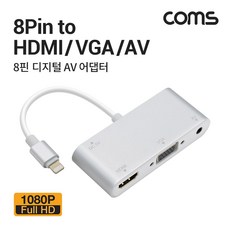 8핀 디지털 AV 어댑터 - 8Pin to HDMI / VGA / 오디오지원 / 미러링 [FW238], 1개