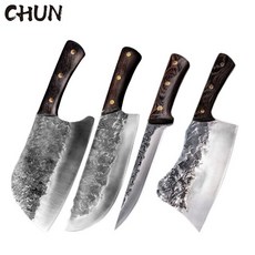주방칼세트 칼세트 5CR15 수제 도마 칼 정육 높은 탄소강 주방 요리사 세트 단조 요리 식칼, [18] 4 Pcs Set