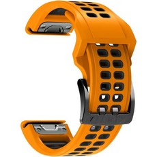 Fenix 7X 6X 5X 26mm 퀵 릴리즈 금속 걸쇠 소프트 스포츠 방수 손목 밴드 스트랩 Garmin 3 Sapphire Descent Mk1 Quatix Tactix B, Orange-Black - 가민mk1