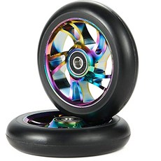 NMT ABEC-11 베어링이있는 2pcs 110mm 프로 스턴트 스쿠터 교체 휠-Neo Chrome - P09130796WNJMZ9, 기본