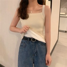 연컴퍼니 이너셔츠 더블레이어 두터운 융털 브라탑 탱크탑 크롭탑 끈나시 여성 이너웨어 민소매 스판 이너티셔츠 보온 가능