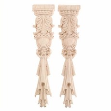 알루미늄몰딩 목재 조각 아플리케 도색되지 않은 데칼 몰딩 기둥 벽 장식, 2 pcs