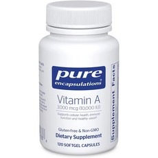 Pure Encapsulations Vitamin A 10000 IU 퓨어인캡슐레이션 비타민A 베타카로틴 120캡슐 3통, 3개, 120정