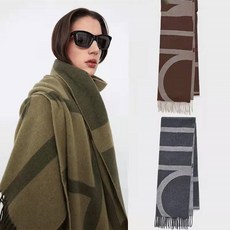 TOTEME 토템 태슬 기하학적 로고 체크 울 스카프 유니섹스 남녀 케이프