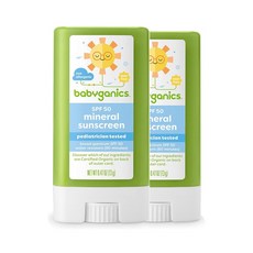 베이비가닉스 무기자차 선스틱 선크림 SPF50 2개입 / Babyganics SPF 50 Baby Sunscreen Stick 2 Pack