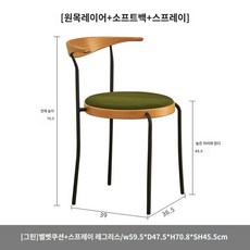 덴마크 디자이너식탁의자 뿔의자 등받이 의자 매그너스 올레센 의자 오 빈티지 원목의자, 그린벨벳+스프레이 레그스프레이 - 덴마크빈티지가구