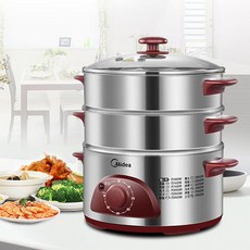대형 전기 찜기 랍스타 랍스터 킹크랩 계란삶는기계 Midea Midea 304 3 층, 스페이스 실버