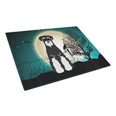 EOM Caroline 's Treasures BB2223LCB 할로윈 무서운 스탠다드 슈나우저 소금과 후추 유리 도마 대형 12H x 16W - E019001M03PP3A0