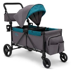 프리미엄 경량 유모차 휴대용 접이식 Delta Children의 Jeep Sport All-Terrain 마차 - 캐노피 부모 정리함 조절식 핸들바 스낵 트레이 컵 홀더 그레, Grey/Blue Moon
