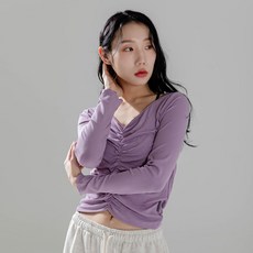 모어아웃 여성운동복 요가복 반다 셔링 슬리브 긴팔 운동복 3TT329