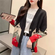 2021년 가을 빈티지 카디건 코트 여성 니트 루즈핏 M-5XL J660
