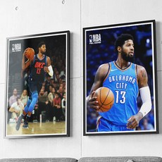 NBA 폴 죠지 포스터 54종 A3 A2 A1 사이즈, A2사이즈 검정색 액자(52x42cm)
