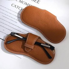전기헤어캡 PU 가죽 휴대용 안경 가방 선글라스 보관 남녀공용 자동차 보호 커버 파손 방지 클립, [01] 다크 브라운