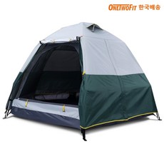OneTwoFit 자동 원터치 텐트 캐노피 포함 + 폴대 2p, 5~8인용, 그린&그레이