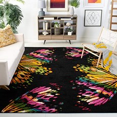 카니발 굵은 머리 그룹 FSG368D 검정색과 노란색 지역 카펫 (67 x 92) (67" x 92" Black／Yellow), 67" x 92", Black／Yellow