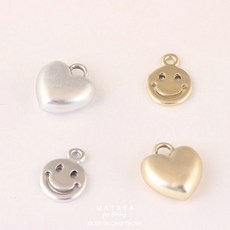 마타타 비즈공예 재료 메탈 하트 스마일 팬턴트 참, 1.스마일, 1.골드