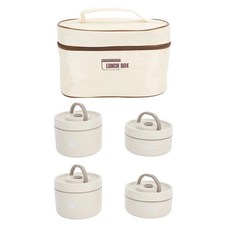 단열 도시락 용기 가방 원형 보온 상자 다기능 컴팩트, 3.White 4Pcs, 1개