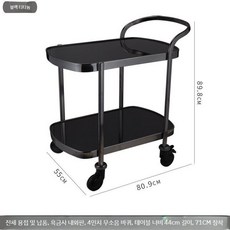 케이크 카트 럭셔리 대형트롤리 호텔 레스토랑 음료 서비스 스낵 2층 다기능, D. 블랙 티타늄 완제품 배송, 1개