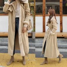 메리바움 111845 버터 크림 퍼 롱 코트 여성 코트 겨울