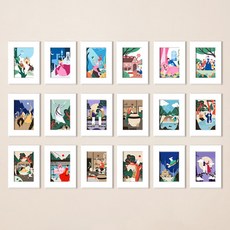 꾸밈데코_홈갤러리디자인액자_어린이동화책이야기디자인액자_세트(cv304)_인테리어액자벽장식월데코사각프레임액자, 화이트