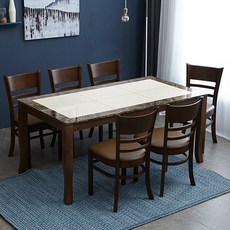 베스트리빙 데미안 캘빈 모카 6인용 화강암 대리석 식탁 테이블 세트/의자6개 3colors, 투톤