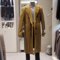 [_][본]BON 22FW 다크베이지 캐시미어 롱 더블 피크드 코트 BN2WHA552DB