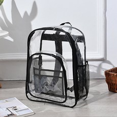 PVC 방수 투명 백팩 블랙 여학생 책가방 피크닉 물놀이 가방 비치백