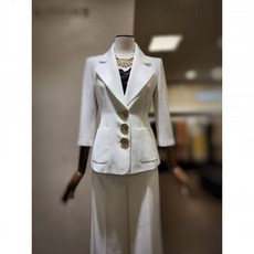 모조에스핀 핫 썸머 7부소매 테일러드카라넥 골드빅버튼 정장 재킷 S232MSF131-WH (690997 )