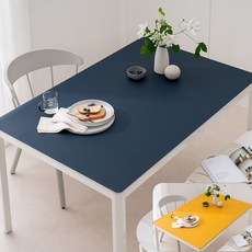 (14colors 11size) 롤로아 100% 방수 가죽 식탁보 테이블보, 120x80cm, 양면 (Navy+Mustard), 1개