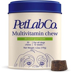  Petlab Co. 반려견용 종합비타민 올인원 비타민 지원 CAED B12 미네랄 항산화제 돼지고기 맛 소형 대형견용 안전 포장 5월 