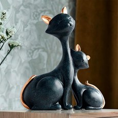 인테리어 소품 장식 고양이 조각상 동물조형물, 단일상품