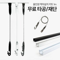 [리빙인터뷰] 올인원 맞춤재단 액자설치 키트 1m, 실버, B천장형중(액자레일X1m+와이어액자걸이X중+마감캡), 1개 - 액자레일설치